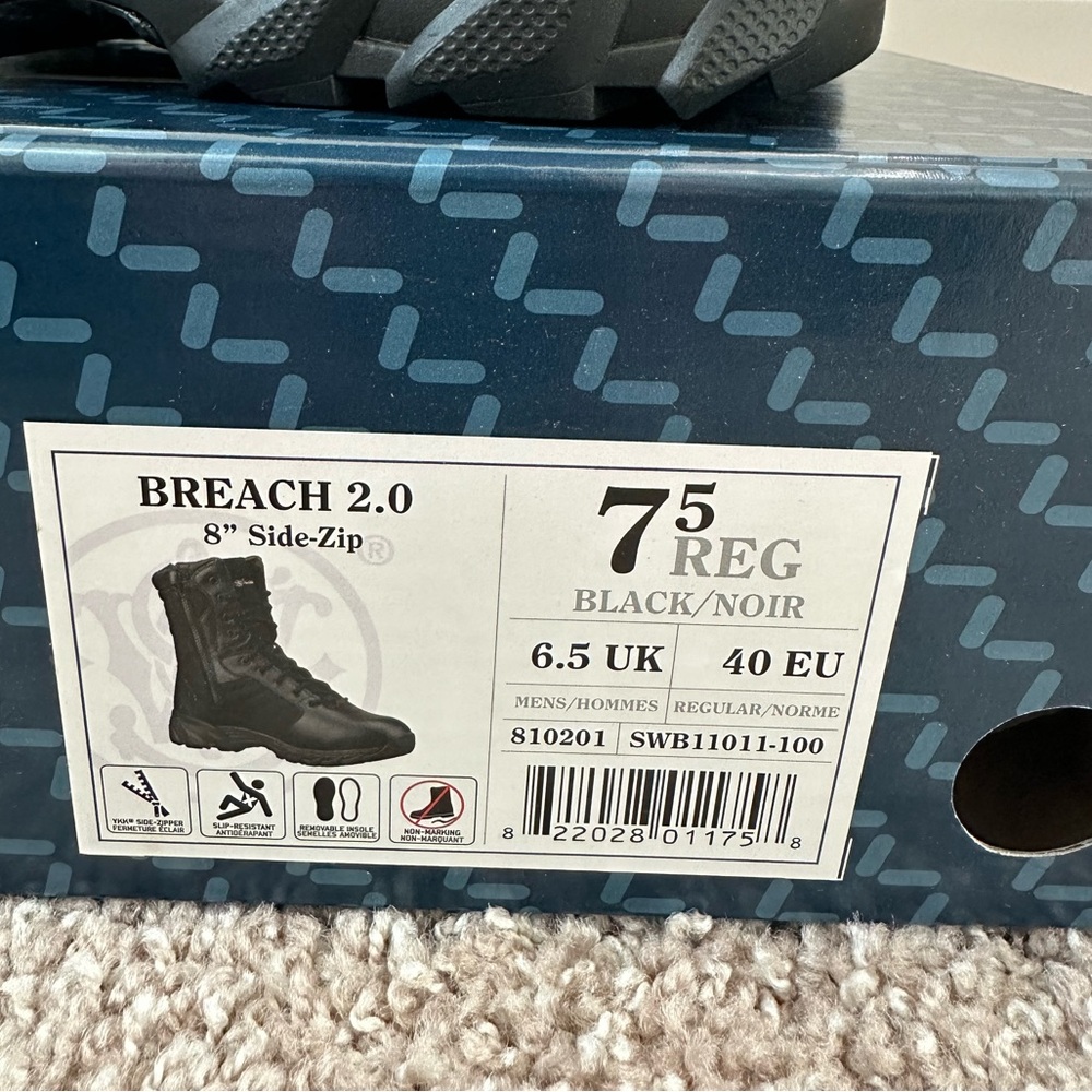 Smith & Wesson Men's Footwear Breach 2.0 8" Side Zip Military and Tactical Boot - Picture 5 of 7
